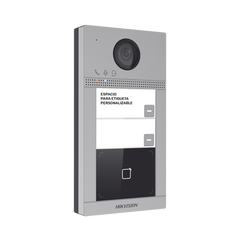 Videoportero IP 2 Megapixel / Llamada y Apertura Remota desde App Hik-Connect (requiere monitor) / PoE / Exterior IP65 + Antivandalico IK08 / 2 Departamentos / Apertura con Tarjeta / Soporta 2 Puertas y hasta 6 Monitores