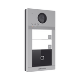 Videoportero IP 2 Megapixel / Llamada y Apertura Remota desde App Hik-Connect (requiere monitor) / PoE / Exterior IP65 + Antivandalico IK08 / 2 Departamentos / Apertura con Tarjeta / Soporta 2 Puertas y hasta 6 Monitores