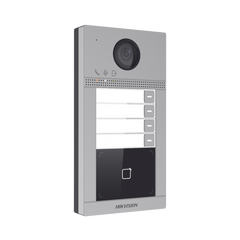 Videoportero IP 2 Megapixel / Llamada y Apertura Remota desde App Hik-Connect (Requiere monitor )/ PoE / Exterior IP65 + Antivandalico IK08 / 4 Departamento / Apertura con Tarjeta / Soporta 2 Puertas y hasta 6 Monitores