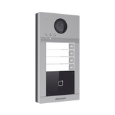 Videoportero IP 2 Megapixel / Llamada y Apertura Remota desde App Hik-Connect (Requiere monitor )/ PoE / Exterior IP65 + Antivandalico IK08 / 4 Departamento / Apertura con Tarjeta / Soporta 2 Puertas y hasta 6 Monitores