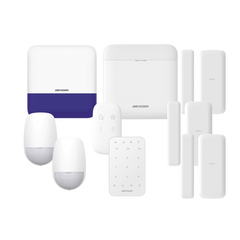 (AX PRO) KIT de Alarma AX PRO / Incluye: 1 Hub con batería de respaldo/ 2 Sensores PIR / 3 Contactos Magnéticos mini / 1 Control Remoto / 1 Sirena Inalambrica Exterior /1 Teclado Inalámbrico / WiFi / Compatible con Hik-Connect P2P