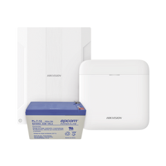 (AXPRO) KIT de alarma AX PRO conversión de zonas cableadas a inalámbricas / Incluye: 1 Hub con Batería de respaldo/ 1 Expansor de 16 zonas cableadas / 1 Batería de respaldo 12Vcc a 7 Amp/ Compatible con Hik-Connect P2P