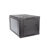 Gabinete para Montaje en Pared - Piso / Puerta de Cristal Templado / Cuerpo Fijo / 6 Unidades de Rack / 19" / Fabricado en Acero