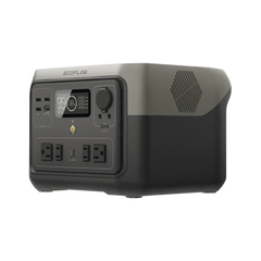 EcoFlow River 2 Max | Estación de Energía Portátil 512Wh Litio LFP / 4 AC 500 W (Max. 1000W) / 1 USB-C 100W / 3 USB -A 12W / Cargador de Coche 8A a 12 o 24V / Conectividad WiFi y Bluetooth (App) / Carga Solar 220W Max.