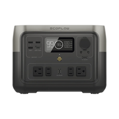 EcoFlow River 2 Max | Estación de Energía Portátil 512Wh Litio LFP / 4 AC 500 W (Max. 1000W) / 1 USB-C 100W / 3 USB -A 12W / Cargador de Coche 8A a 12 o 24V / Conectividad WiFi y Bluetooth (App) / Carga Solar 220W Max.