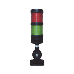 Torre LED Indicadora de estado de 2 niveles color Rojo y Verde, con Buzzer integrado a 85 dB, a 110-240 VCA con Montaje incluido de 60 mm de diámetro