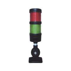 Torre LED Indicadora de estado de 2 niveles color Rojo y Verde, con Buzzer integrado a 85 dB, a 110-240 VCA con Montaje incluido de 60 mm de diámetro