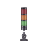 Torre LED Indicadora de estado de 3 niveles color Rojo, Ámbar y Verde, con Buzzer integrado a 85 dB, a 110-240 VCA con Montaje incluido de 60 mm de diámetro