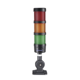 Torre LED Indicadora de estado de 3 niveles color Rojo, Ámbar y Verde, con Buzzer integrado a 85 dB, a 24 VCD con Montaje incluido de 60 mm de diámetro