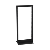 Rack de 2 Postes (Doble Perforación), Estándar 19", 24 Unidades, Fabricado en Acero, Base "L" para Anclar a Piso.