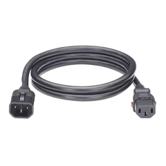 Cable de Alimentación Eléctrica Con Bloqueo de Seguridad, de IEC C14 a IEC C13, 1.2 Metros de Largo, Color Negro, 1 Pieza