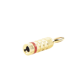 Conector Banana Tipo Tornillo para Bocinas | Instalaciones Profesionales de Audio | Chapado en Oro | Color Rojo (1 Pieza)