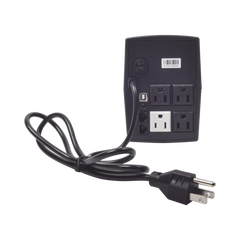 UPS de 600VA/360W / Protección contra Descarga, Sobretensión y Picos Transitorios / Entrada y Salida 120 Vca / Clavija NEMA 5-15P / 4 Tomas NEMA 5-15R