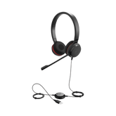 Jabra Evolve 30 Duo con conexión USB / 3.5mm, micrófono con cancelación de ruido y controlador en el cable con botones e indicadores LED (5399-829-309)