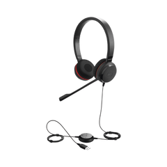 Jabra Evolve 30 Duo con conexión USB / 3.5mm, micrófono con cancelación de ruido y controlador en el cable con botones e indicadores LED (5399-829-309)