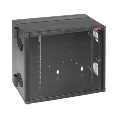 Gabinete AccessPlus de Montaje en Pared de 19in, Rieles Numerados y Roscados #10-32, Puerta con Ventana de Seguridad, 700 mm de Ancho, 637 mm de Profundidad, 12 UR, Color Negro