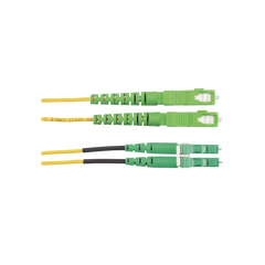 Jumper de Fibra Optica Monomodo 9/125 OS2, SC/APC-LC/APC Duplex, OFNR (Riser), Color Amarillo, 2 Metros (6.56 Pies)