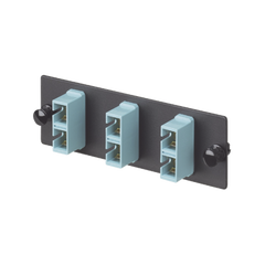 Placa Acopladora de Fibra Optica FAP, Con 3 Conectores SC Duplex (6 Fibras), Para Fibra Multimodo OM3/OM4, Color Aqua