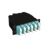 Casete OptiCom de Fibra Óptica Multimodo OM3, Con 2 Conectores MPO a 12 LC Duplex, Polaridad Método A, Pérdida de Inserción Estándar