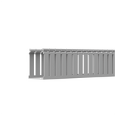 Canaleta Ranurada de PVC con Tapa, Tipo F, 108 mm de Ancho, 104.1 mm de Alto y 2 m de Largo, Color Gris