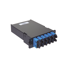 Placa Acopladora de Fibra Óptica FAP, Con 12 Pigtails y 6 Conectores LC Duplex (12 Fibras), Para Fibra Monomodo OS1/OS2, Color Azul