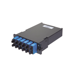 Placa Acopladora de Fibra Óptica FAP, Con 12 Pigtails y 6 Conectores LC Duplex (12 Fibras), Para Fibra Monomodo OS1/OS2, Color Azul