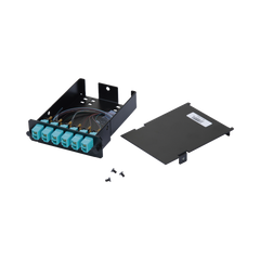 Placa Acopladora de Fibra Óptica FAP, Con 12 Pigtails y 6 Conectores LC Duplex (12 Fibras), Para Fibra Multimodo OM3/OM4, Color Aqua