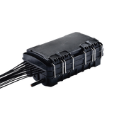 Caja de Distribución de Fibra Óptica para 24 Empalmes, con 16 acopladores SC/APC simplex, Exterior IP65, Color Negro