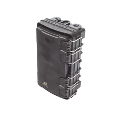 Caja de Distribución de Fibra Óptica para 24 Empalmes, con 8 acopladores SC/APC simplex, Exterior IP65, Color Negro
