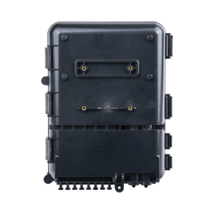Caja de Distribución de Fibra Óptica para 24 Empalmes, con 8 Acopladores SC/APC Simplex, Exterior IP55, Color Negro