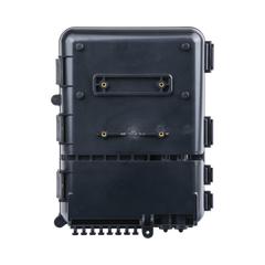 Caja de Distribución de Fibra Óptica para 24 Empalmes, con 8 acopladores SC/APC simplex, Exterior IP55, Color Negro