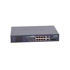 Switch PoE+ / Distancia 250 Metros / 8 Puertos + 2 Combo TP/SFP Gigabit y Pantalla LCD Para Monitoreo
