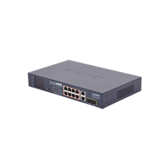 Switch PoE+ / Distancia 250 Metros / 8 Puertos + 2 Combo TP/SFP Gigabit y Pantalla LCD Para Monitoreo