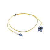 Jumper de Fibra Óptica Monomodo (OS2), XGLO, Riser, LC/UPC-SC/UPC Duplex, OFNR, Color Amarillo, 1 Metro (3.28 Pies)