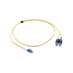 Jumper de Fibra Óptica Monomodo (OS2), XGLO, Riser, LC/UPC-SC/UPC Duplex, OFNR, Color Amarillo, 1 Metro (3.28 Pies)