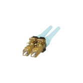 Conector de Fibra Óptica LC Duplex OptiCam, Multimodo 50/125 OM3/OM4, Pre-pulido, Color Aqua