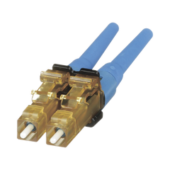 Conector de Fibra Óptica LC Duplex OptiCam, Monomodo 9/125 OS2, Pre-pulido, Color Azul