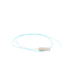 Pigtail de Fibra Óptica LC Simplex, Multimodo OM3 XGLO 50/125, OFNR, Color Aqua, 1 Metro (3.28 Pies)
