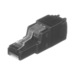 Plug RJ45 UTP, Instalación Recta, Terminación en Campo Certificable, Compatible con Cat5e, Cat6 y Cat6A, Color Negro