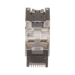 Plug RJ45 Blindado, Instalación Recta, Terminación en Campo Certificable, Compatible con Cat5e, Cat6 y Cat6A, Color Plata