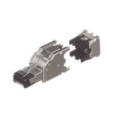 Plug RJ45 Blindado, Instalación Recta, Terminación en Campo Certificable, Compatible con Cat5e, Cat6 y Cat6A, Color Plata, Paquete de 10 Piezas