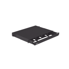 Panel de Distribución de Fibra Óptica, Acepta 4 Placas FAP o FMP, Bandeja Deslizable, Hasta 96 Fibras, Color Negro, 1UR