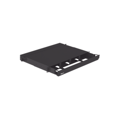 Panel de Distribución de Fibra Óptica, Acepta 4 Placas FAP o FMP, Bandeja Deslizable, Hasta 96 Fibras, Color Negro, 1UR