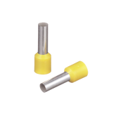 Ferrúl de cobre DIN Amarillo para Cable 10 AWG con largo 12 mm. Paquete de 100 Piezas