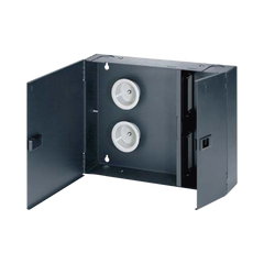 Caja de Conexión de Fibra Óptica, Para Montaje en Pared, Acepta 4 Placas Acopladoras FAP o FMP, Hasta 96 Fibras, Color Negro