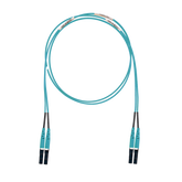 Jumper de Fibra Optica Multimodo 50/125 OM3, LC-LC Duplex, LSZH (Cero Halógenos), Color Aqua, 1 Metro (3.28 Pies)