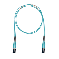 Jumper de Fibra Optica Multimodo 50/125 OM3, LC-LC Duplex, LSZH (Cero Halógenos), Color Aqua, 1 Metro (3.28 Pies)