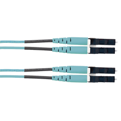 Jumper de Fibra Optica Multimodo 50/125 OM3, LC-LC Duplex, LSZH (Cero Halógenos), Color Aqua, 2 Metros (6.56 Pies)