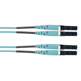 Jumper de Fibra Optica Multimodo 50/125 OM3, LC-LC Duplex, LSZH (Cero Halógenos), Color Aqua, 2 Metros