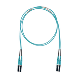 Jumper de Fibra Optica Multimodo 50/125 OM3, LC-LC Duplex, LSZH (Cero Halógenos), Color Aqua, 3 Metros